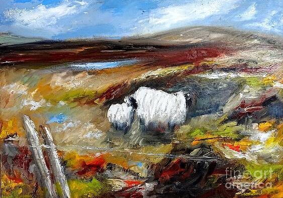 painting-of-connemara-sheep-by-the-lakes-of-connemara-mary-cahalan-lee-aka-pixi